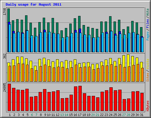 Daily usage for August 2011