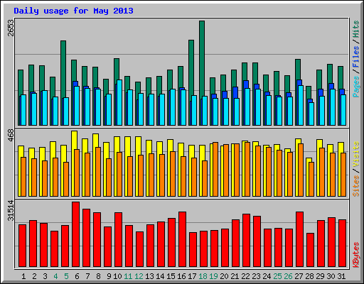 Daily usage for May 2013