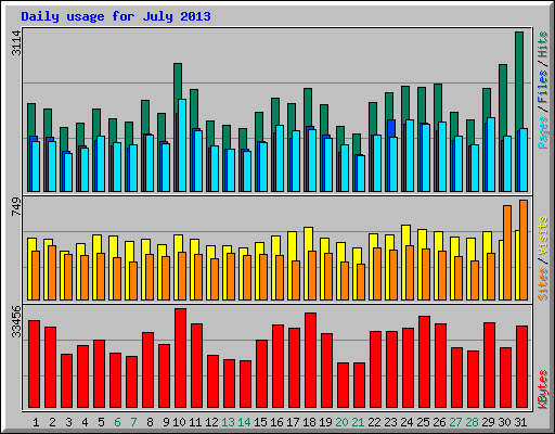 Daily usage for July 2013