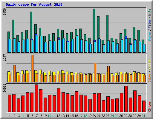 Daily usage for August 2013