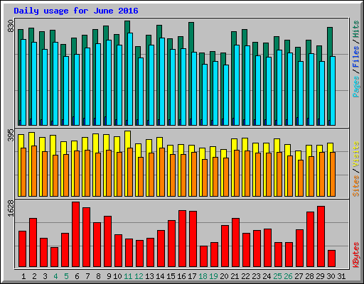 Daily usage for June 2016