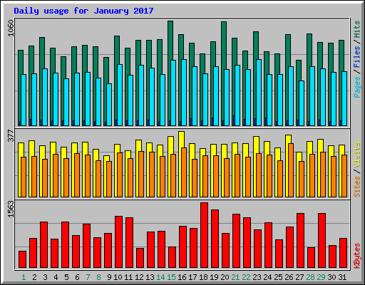 Daily usage for January 2017