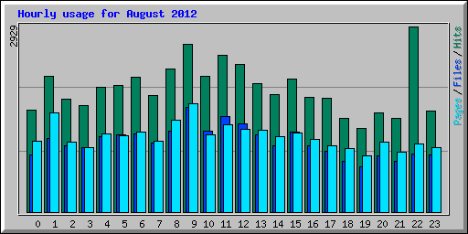 Hourly usage for August 2012