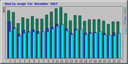 Hourly usage for December 2012